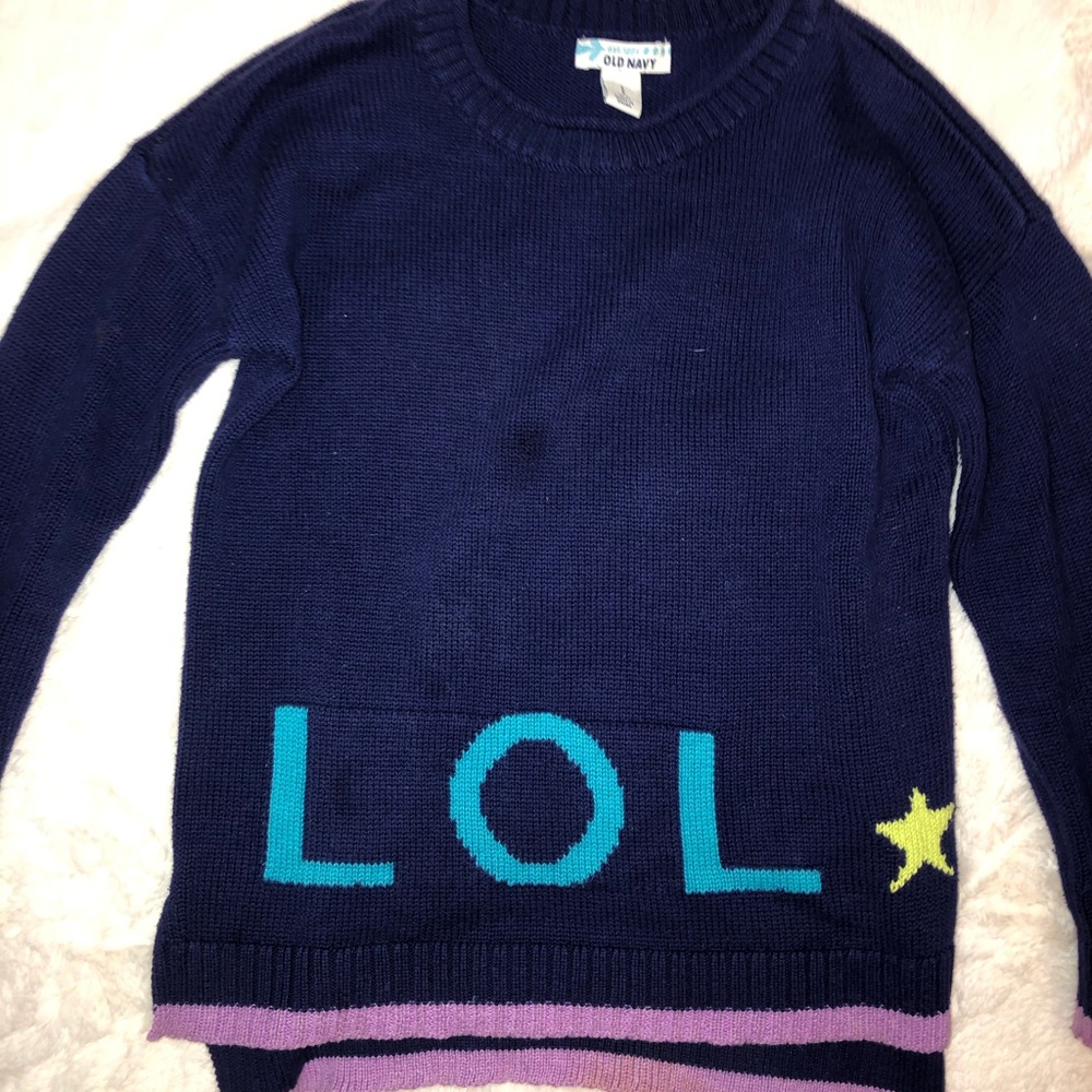 Blue old navy LOL sweater